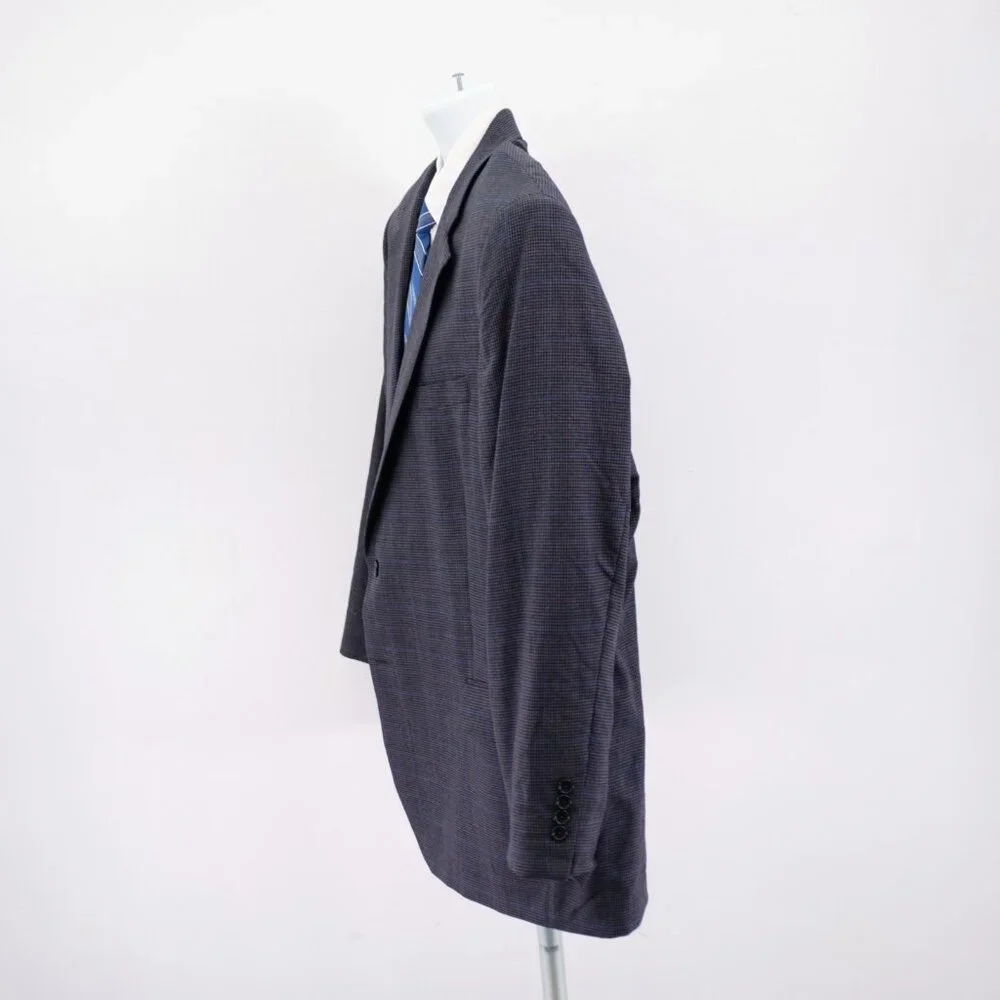 Jos‎ A Bank Regal Fit Wool Gray Black Houndstooth W/ Purple Blue Windowpane 50L